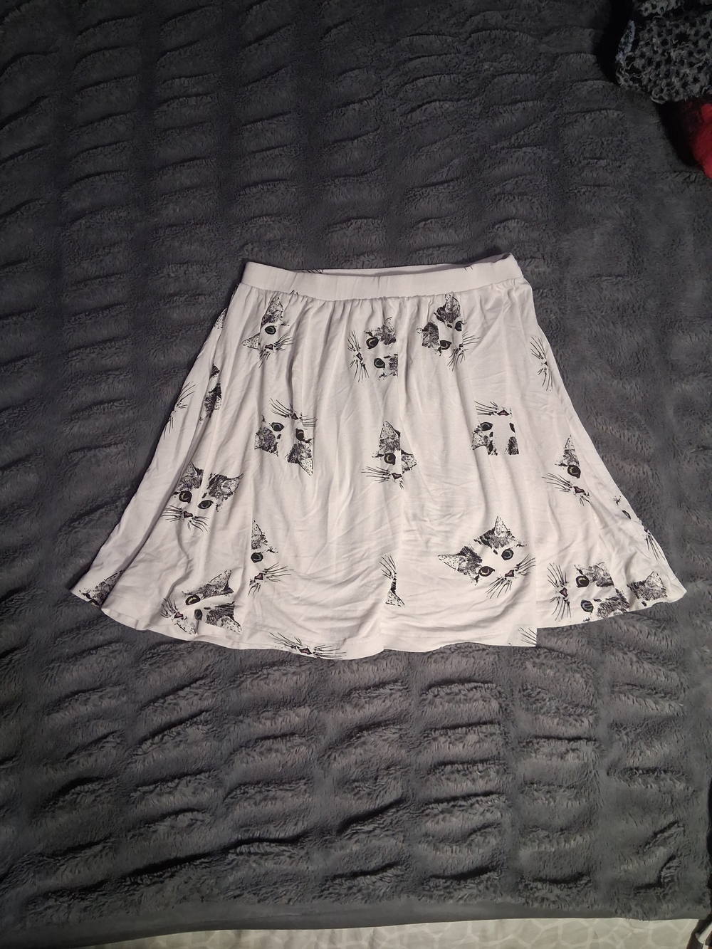 White Cat Print Maxi Skirt US 4